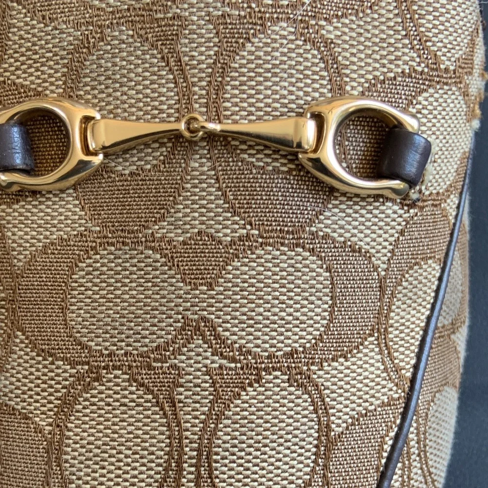 Coach Signature C Canvas Horsebit Loafers Brown Leather Trim